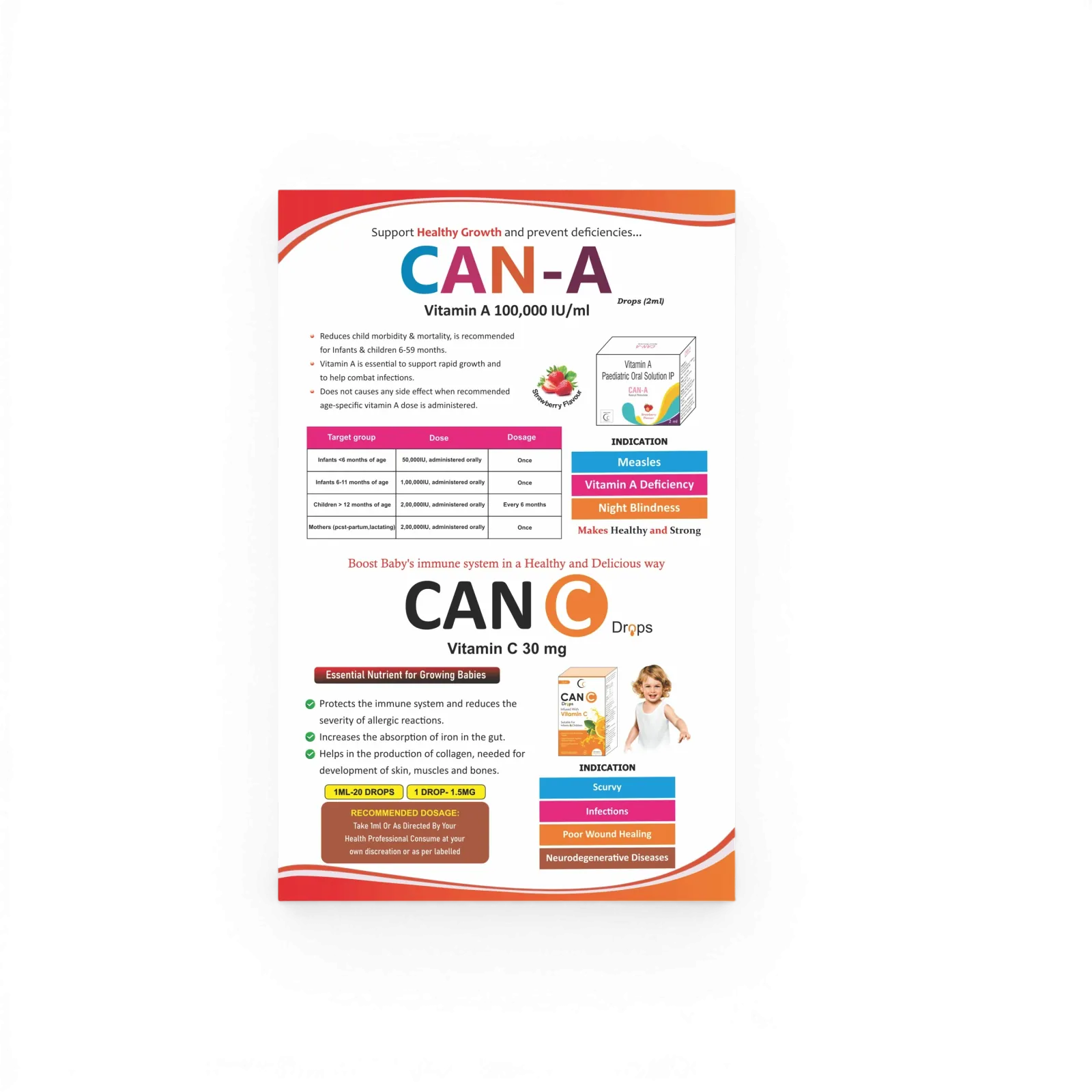 Pharma reminder card printed for appointment and dosage recall