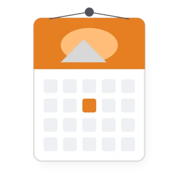 Pharma wall calendar with metal strips at top and bottom