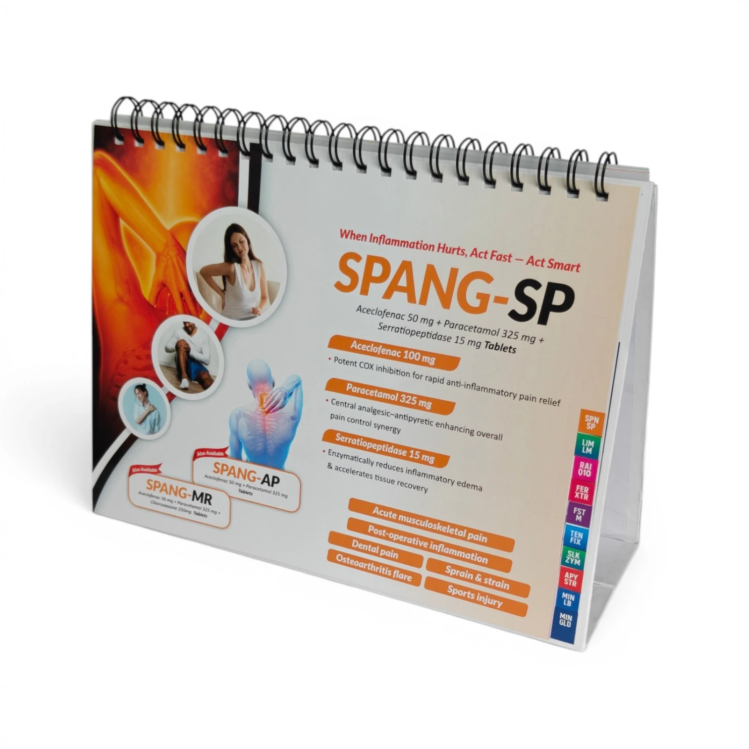 Spiral visual aid printing price sample with open pharma visual aid book