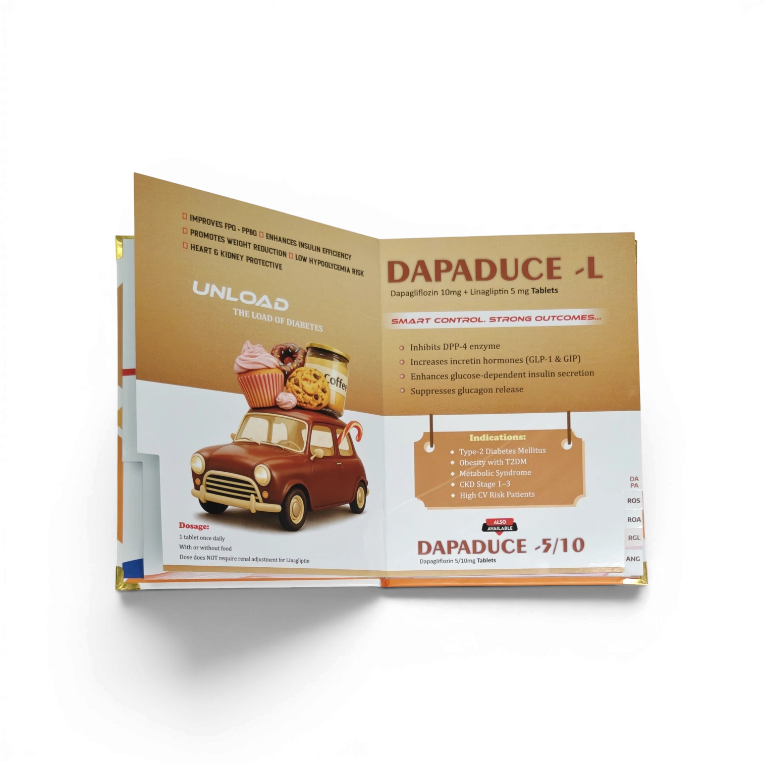 Pharmaceutical visual aid sample with clean layout for doctor detailing calls