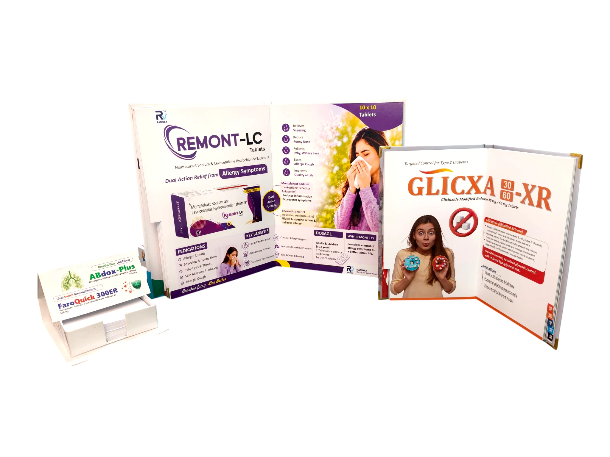 Pharma visual aid books with reminder cards and compact promotional print materials